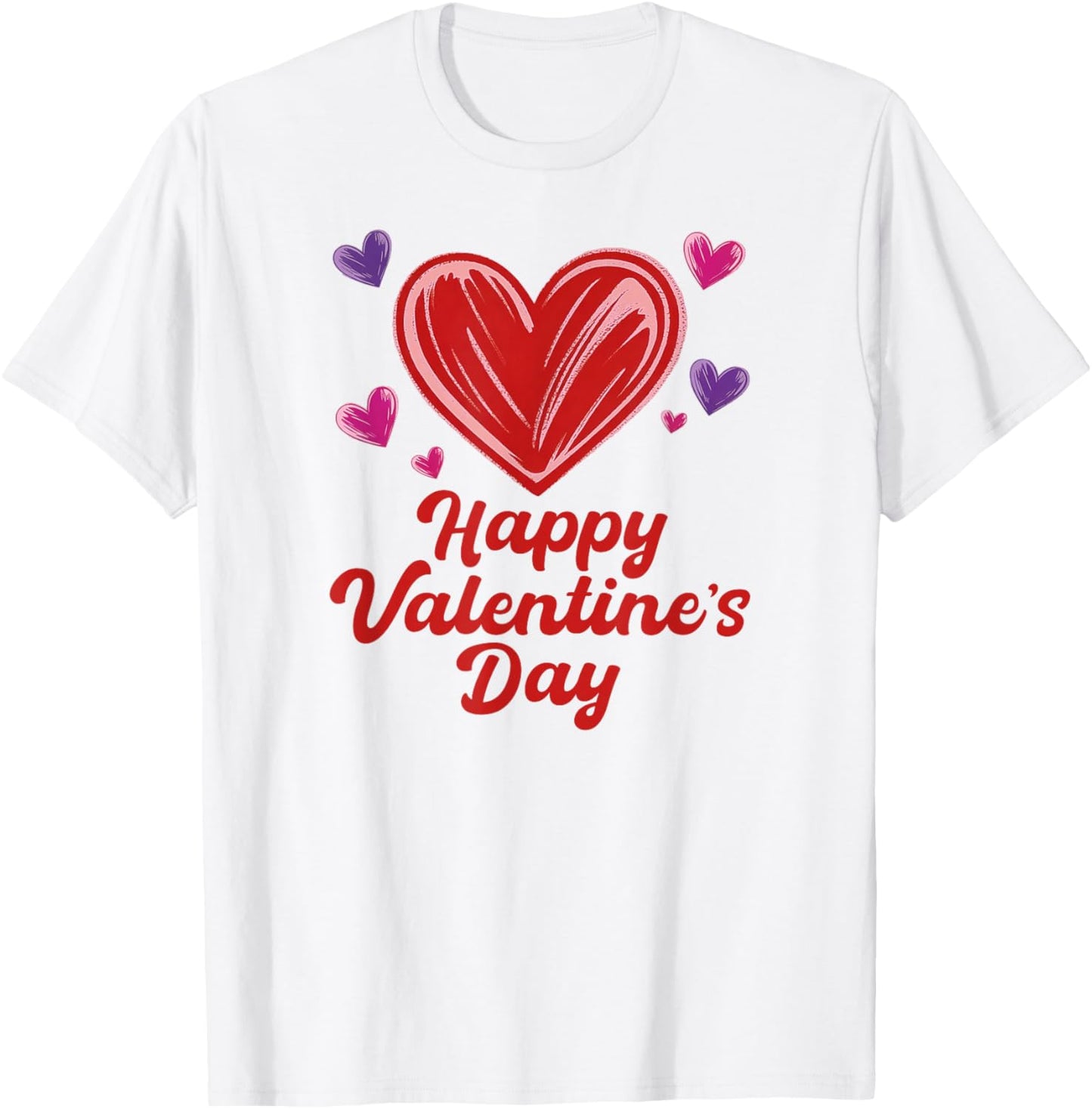 Happy Valentine's Day Scribble Hearts T-Shirt - T-Shirt | White