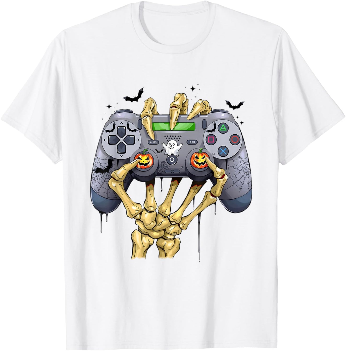 Halloween Skeleton Zombie Gaming Controllers Mummy Boys Kids T-Shirt - T-Shirt | White