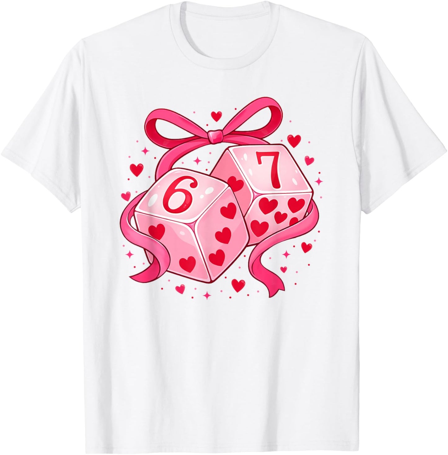 Preppy 67 Six Seven Dice 67 Meme Women Girls Valentines Day T-Shirt - T-Shirt | White