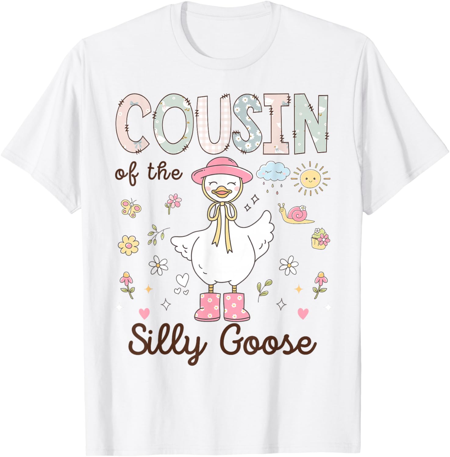 Cousin of The Silly Goose First Birthday Girl Family T-Shirt - T-Shirt | White