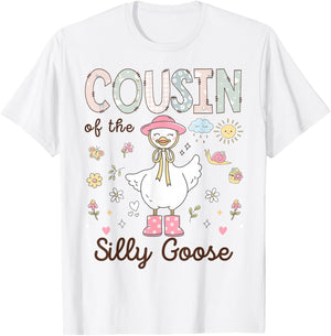 Cousin of The Silly Goose First Birthday Girl Family T-Shirt - T-Shirt | White