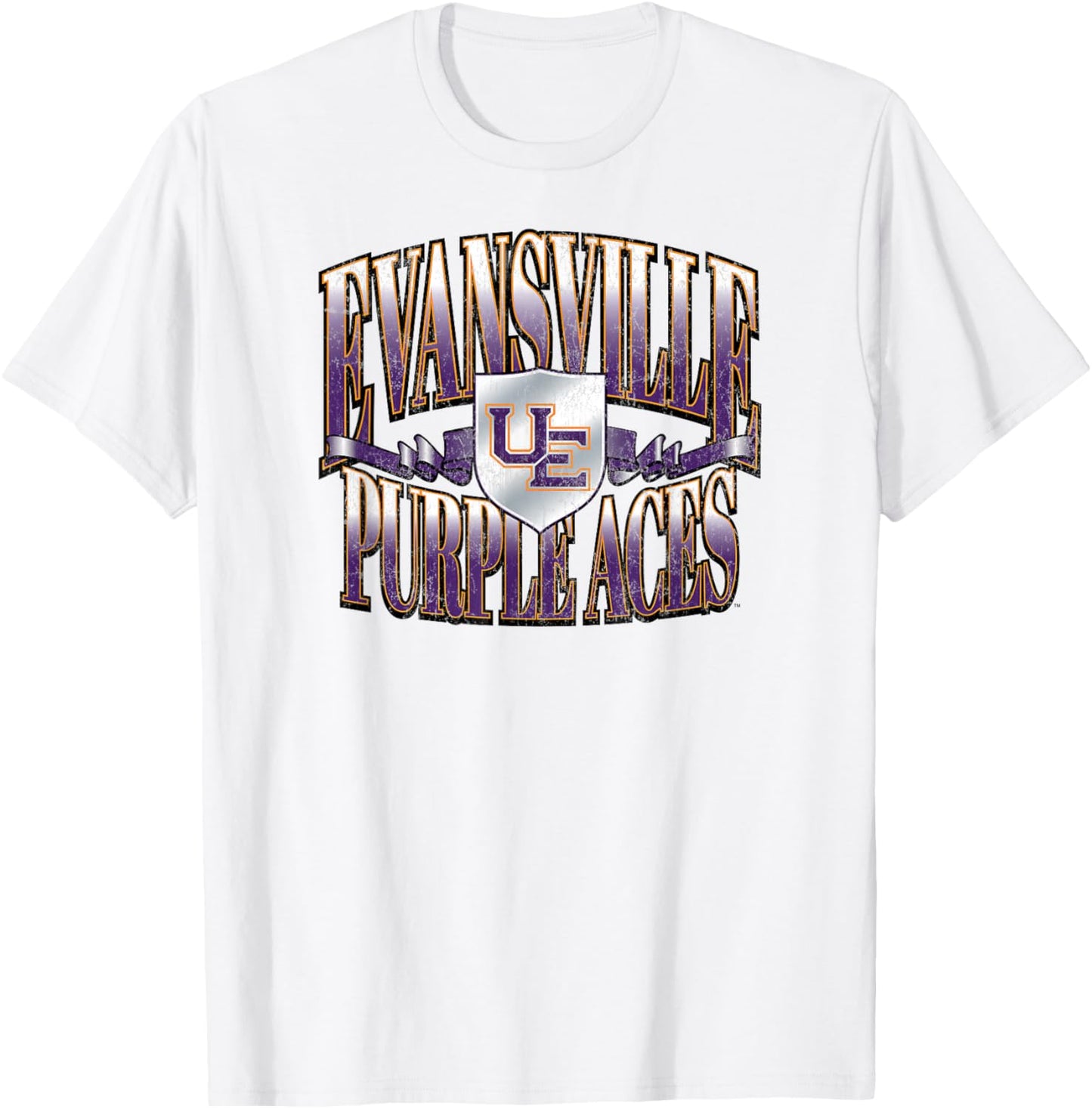 Evansville Purple Aces Retro Class Gray Officially Licensed T-Shirt - T-Shirt | White
