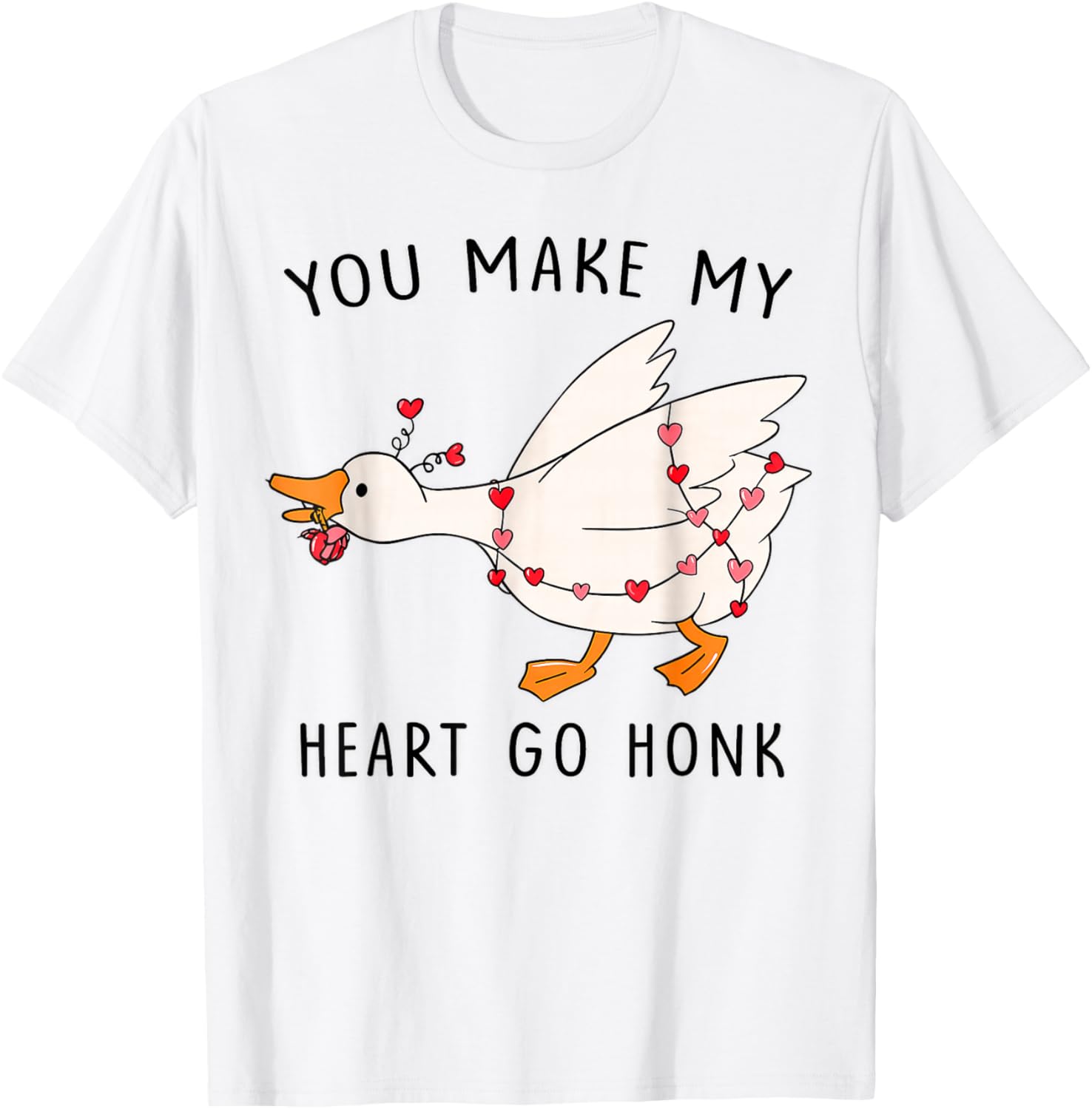 You Make My Heart Go Honk Sublimation - Valentine Goose T-Shirt - T-Shirt | White