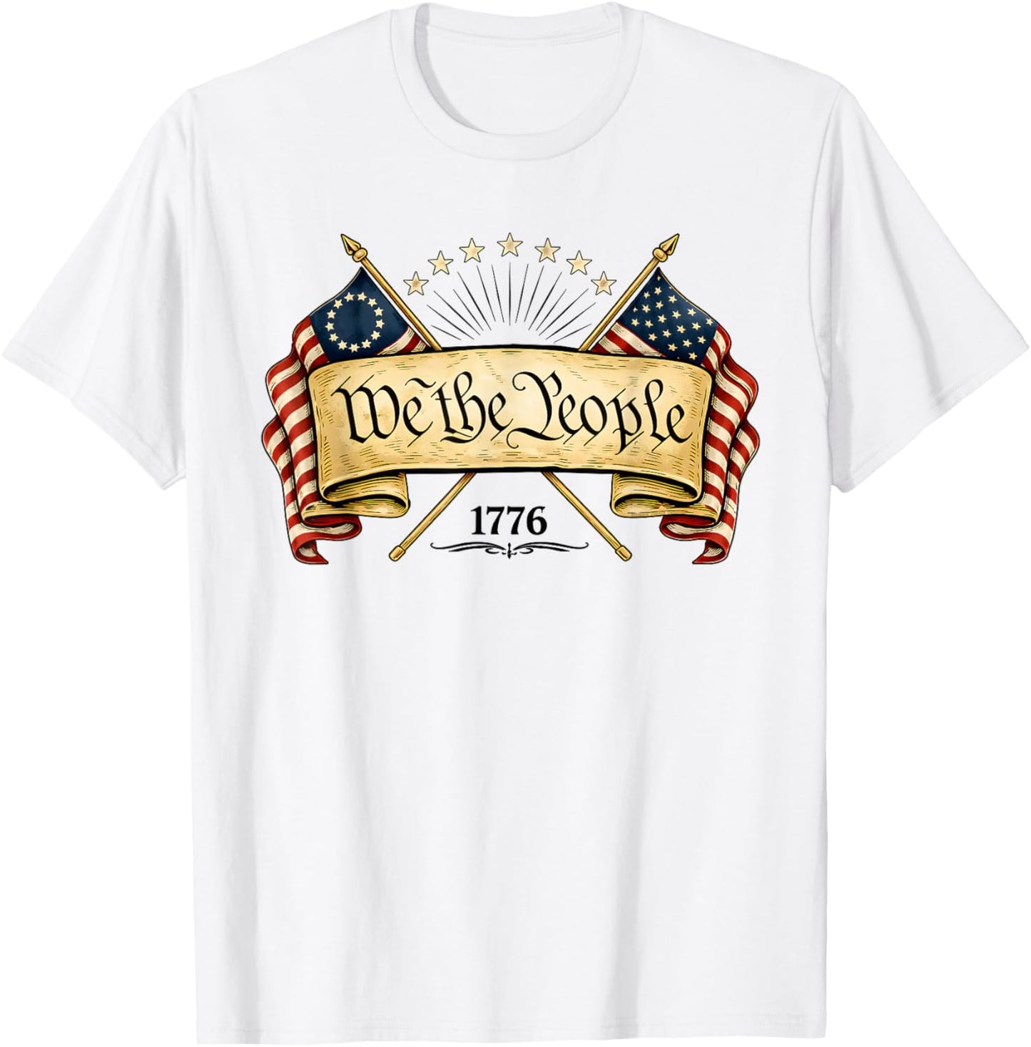 Patriotic Betsy Ross Flag 1776 2026 We The People T-Shirt - T-Shirt | White