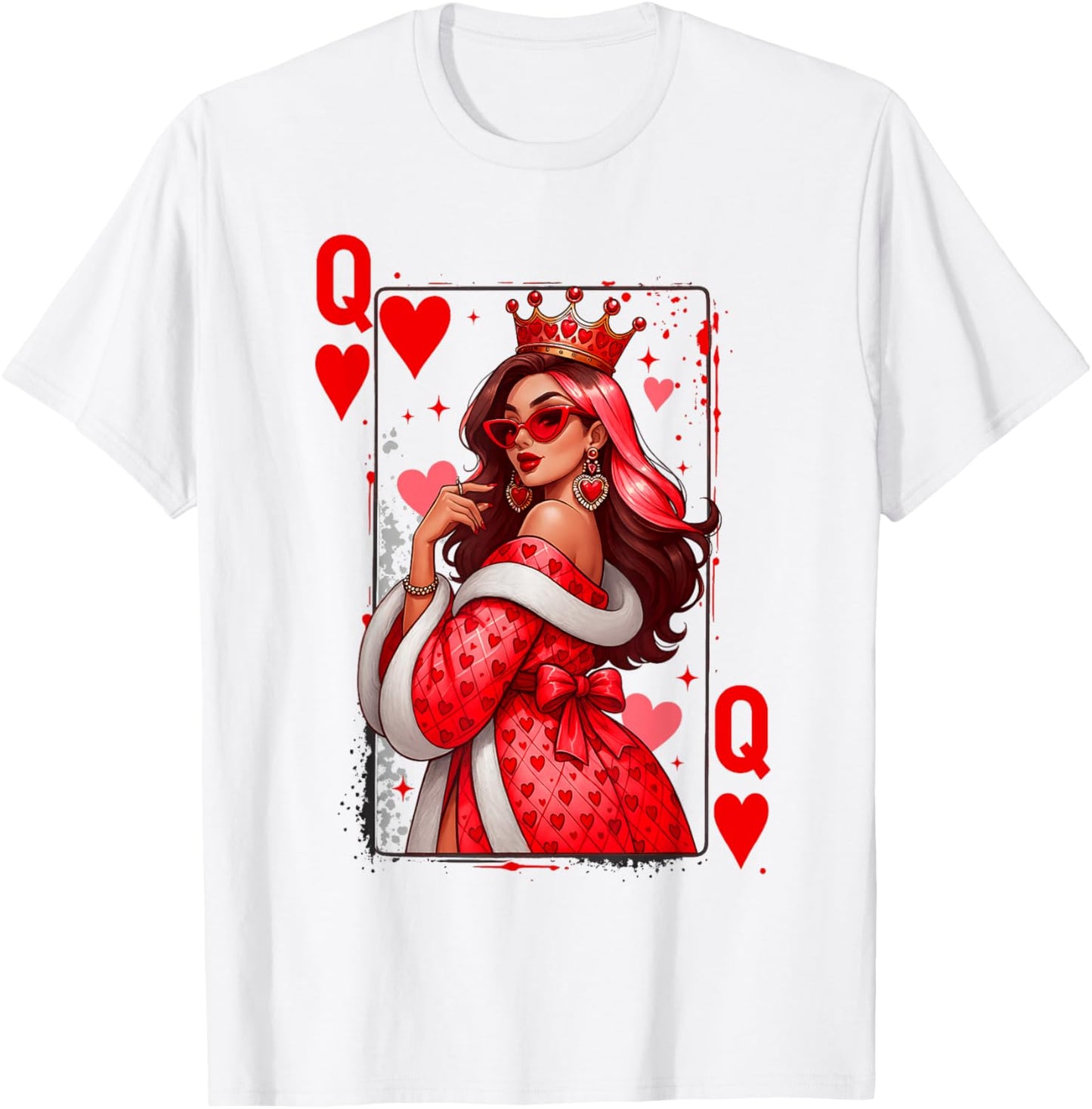 Queen of Heart Playing Card Love Valentine Outfit Women T-Shirt - T-Shirt | White