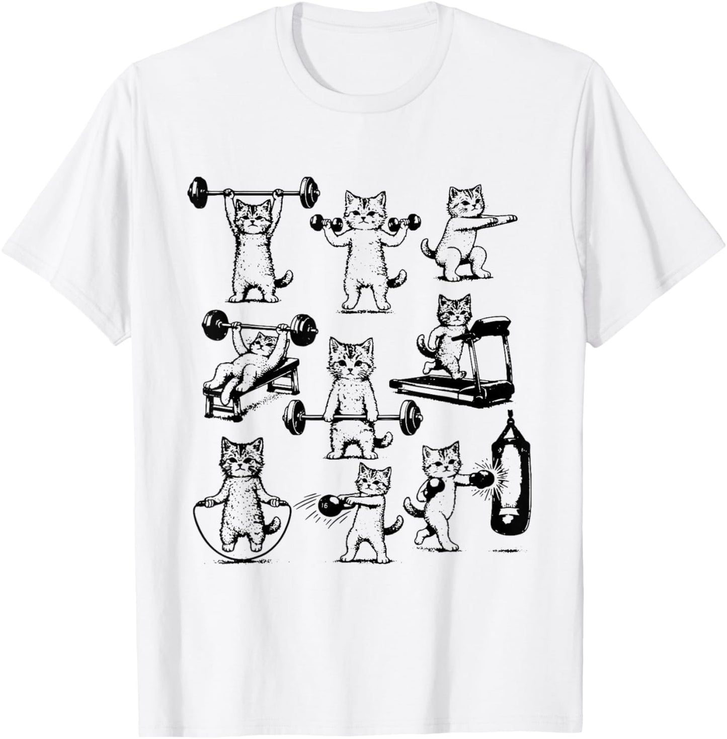 Vintage Retro Weight Lifting Gym Cat Deadlift Funny T-Shirt - T-Shirt | White