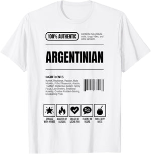 Argentinian Nutrition Facts Ingredients Label T-Shirt - T-Shirt | White