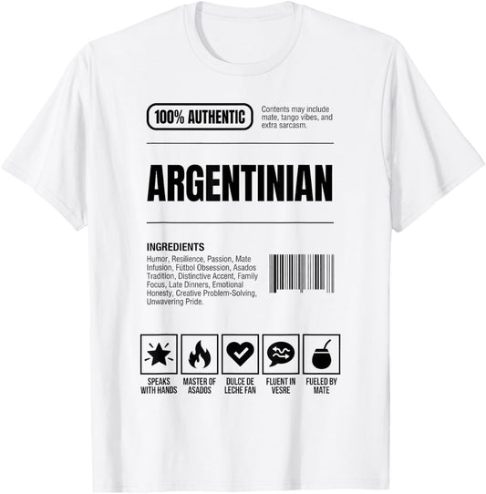 Argentinian Nutrition Facts Ingredients Label T-Shirt - T-Shirt | White
