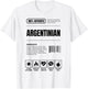 Argentinian Nutrition Facts Ingredients Label T-Shirt - T-Shirt | White
