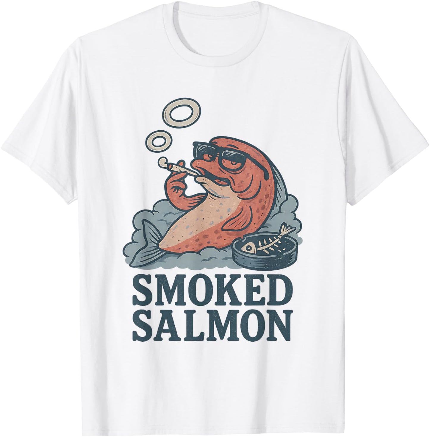 Smoked Salmon Funny 420 Stoner Fish Weed Pun Retro Cannabis T-Shirt - T-Shirt | White