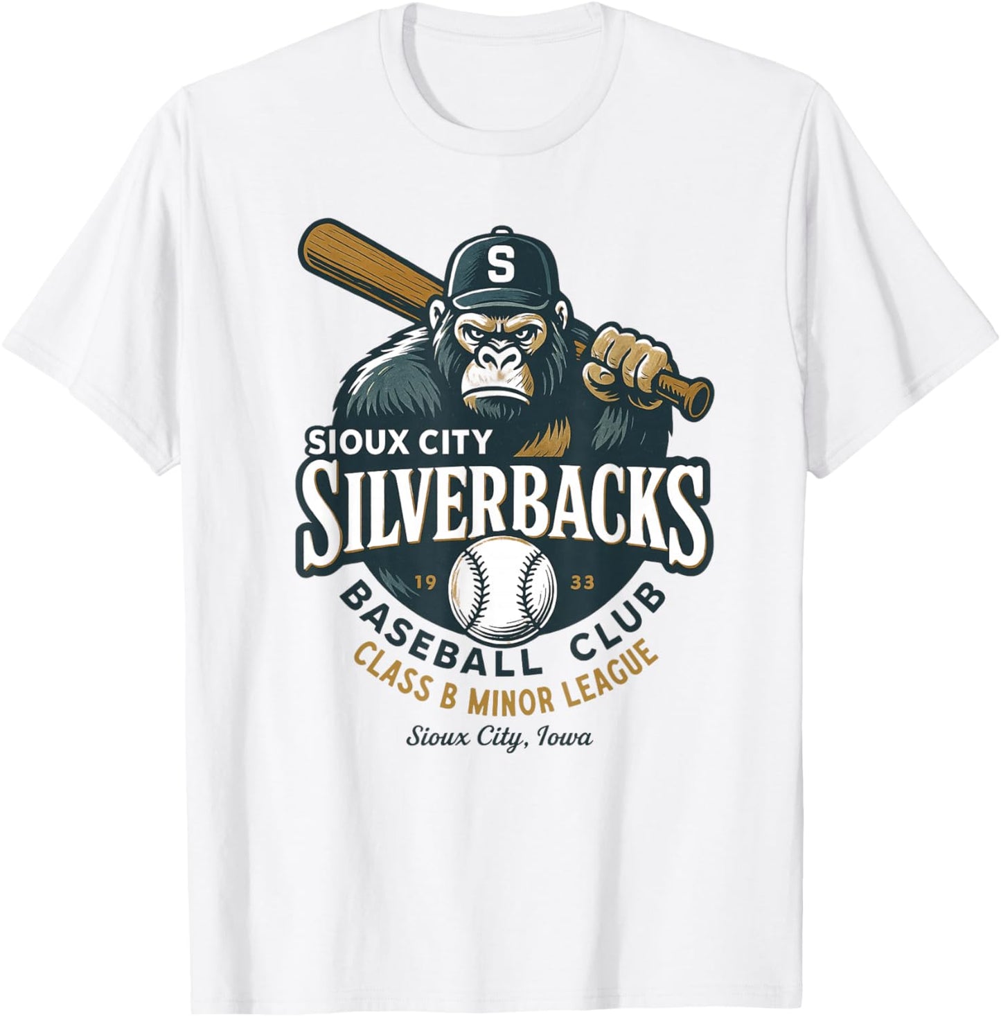 Sioux City Silverbacks Retro Minor League Baseball T-Shirt - T-Shirt | White