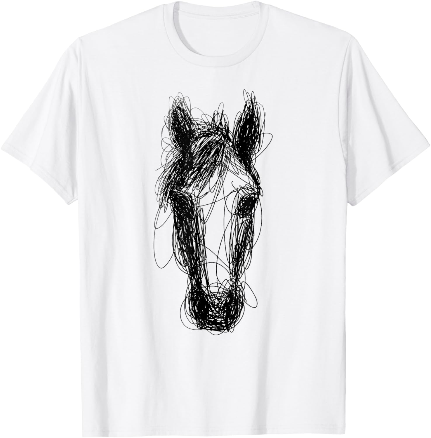 Minimalist Scribble Horse Face Shirt Abstract Line Art Horse T-Shirt - T-Shirt | White