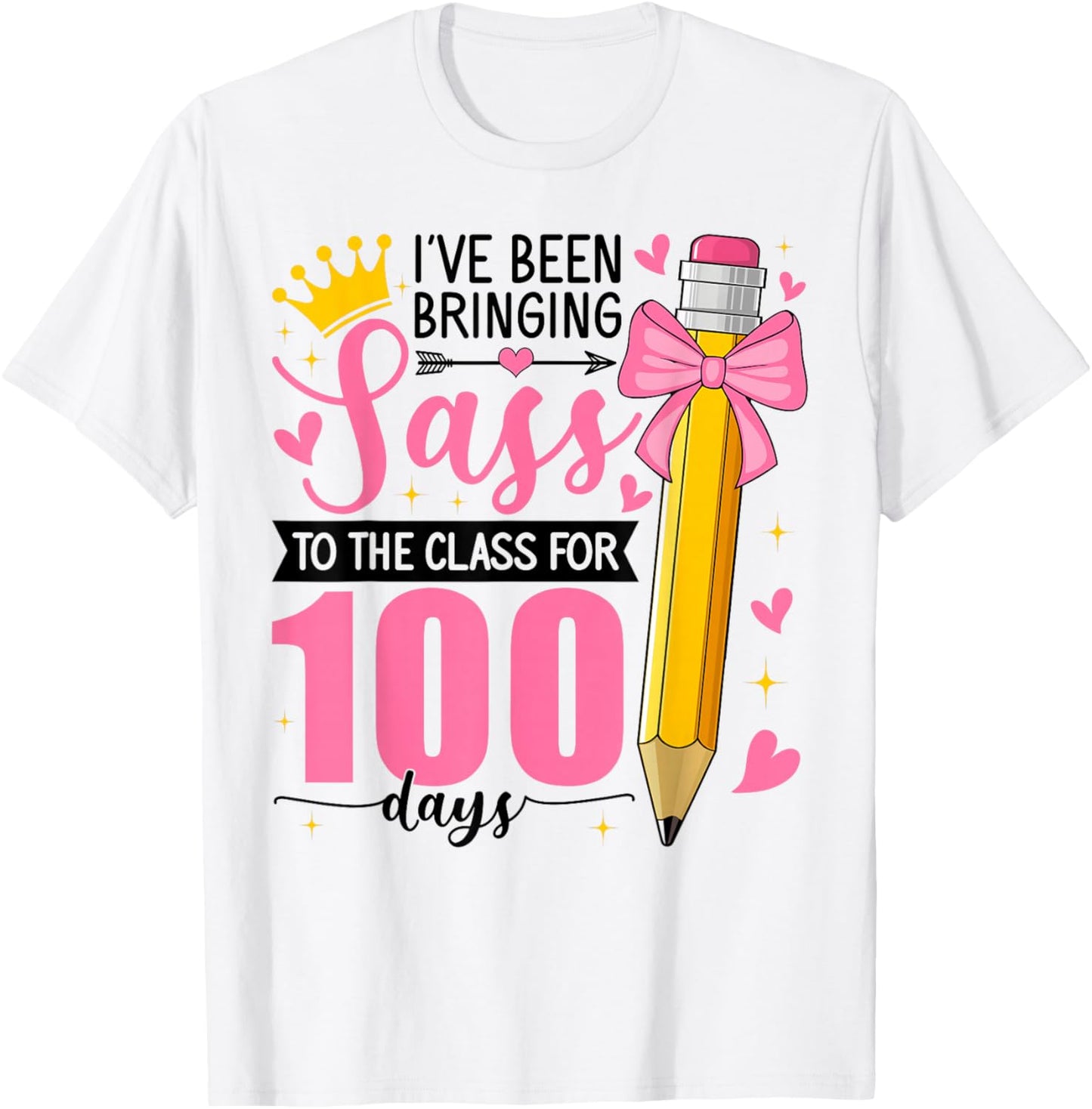 Bringing Sass to The Class for 100 Days of School Bow Girls T-Shirt - T-Shirt | White