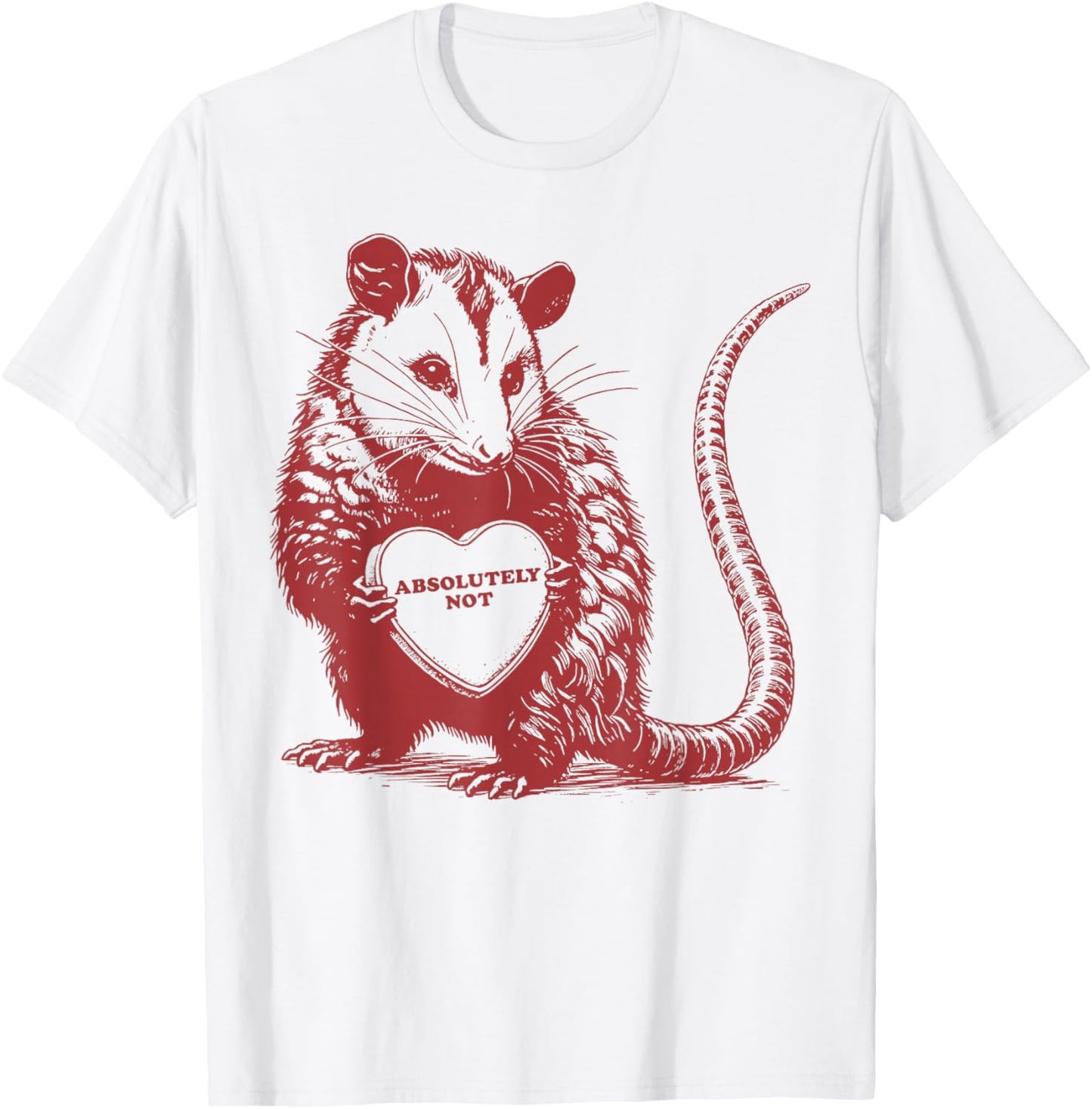 Absolutely Not Funny Possum Valentines T-Shirt - T-Shirt | White