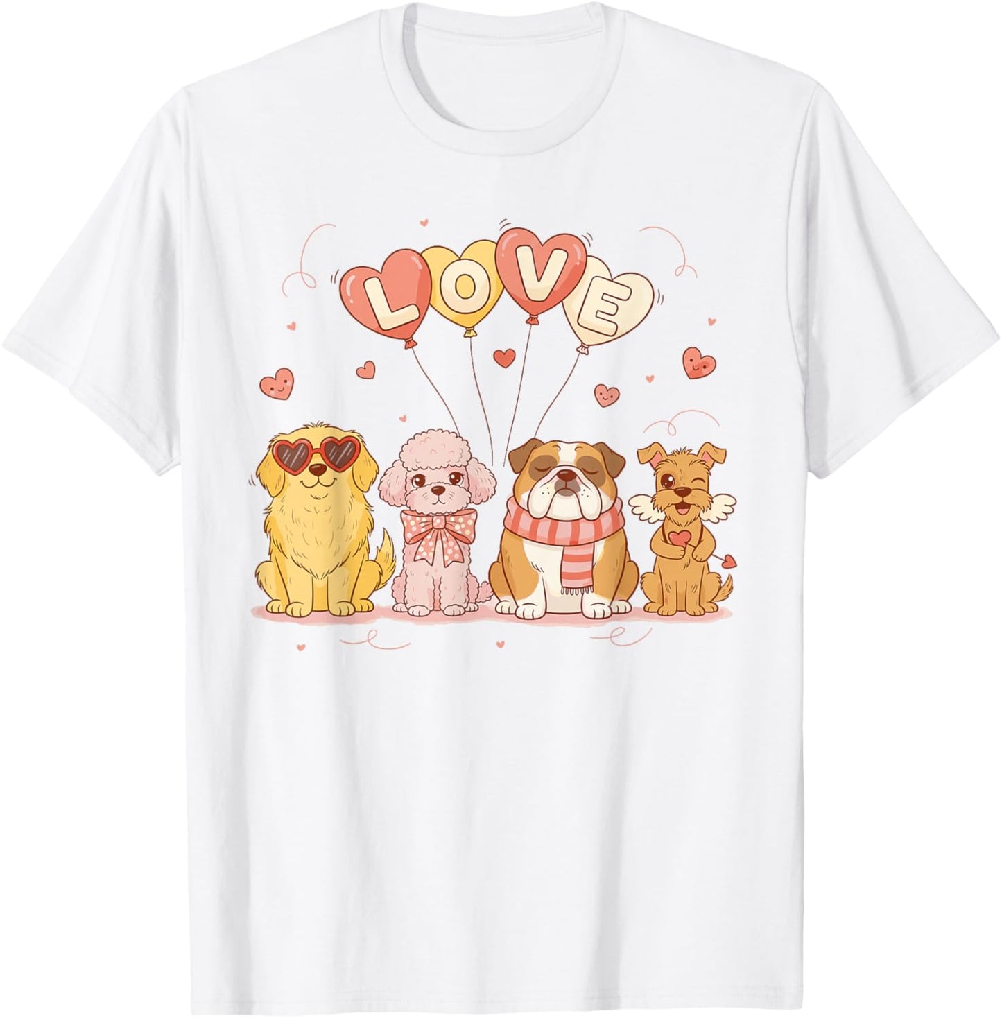 Cute Valentine Dogs Love Balloons Valentine's Day T-Shirt - T-Shirt | White