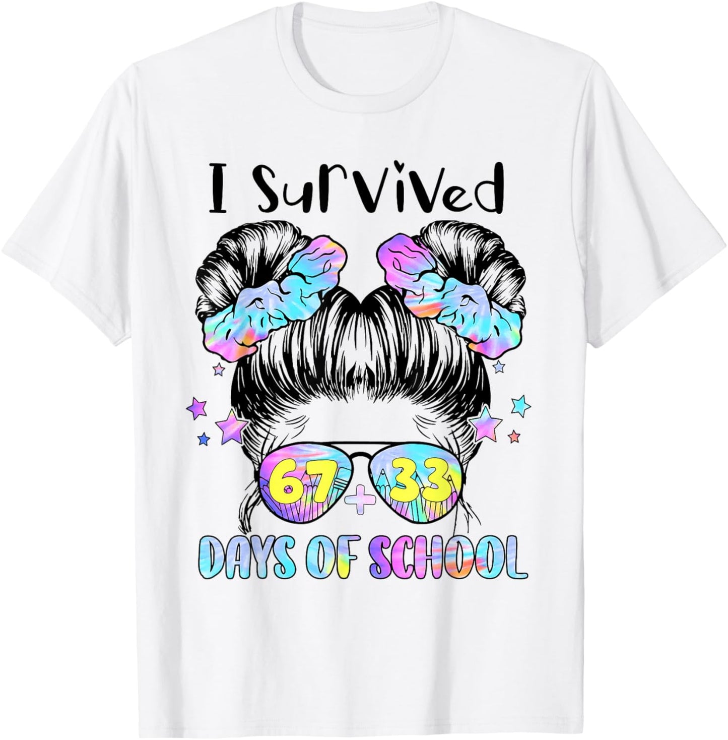 I Survived 67 33 Days of School 100th Day of School Girl Kid T-Shirt - T-Shirt | White