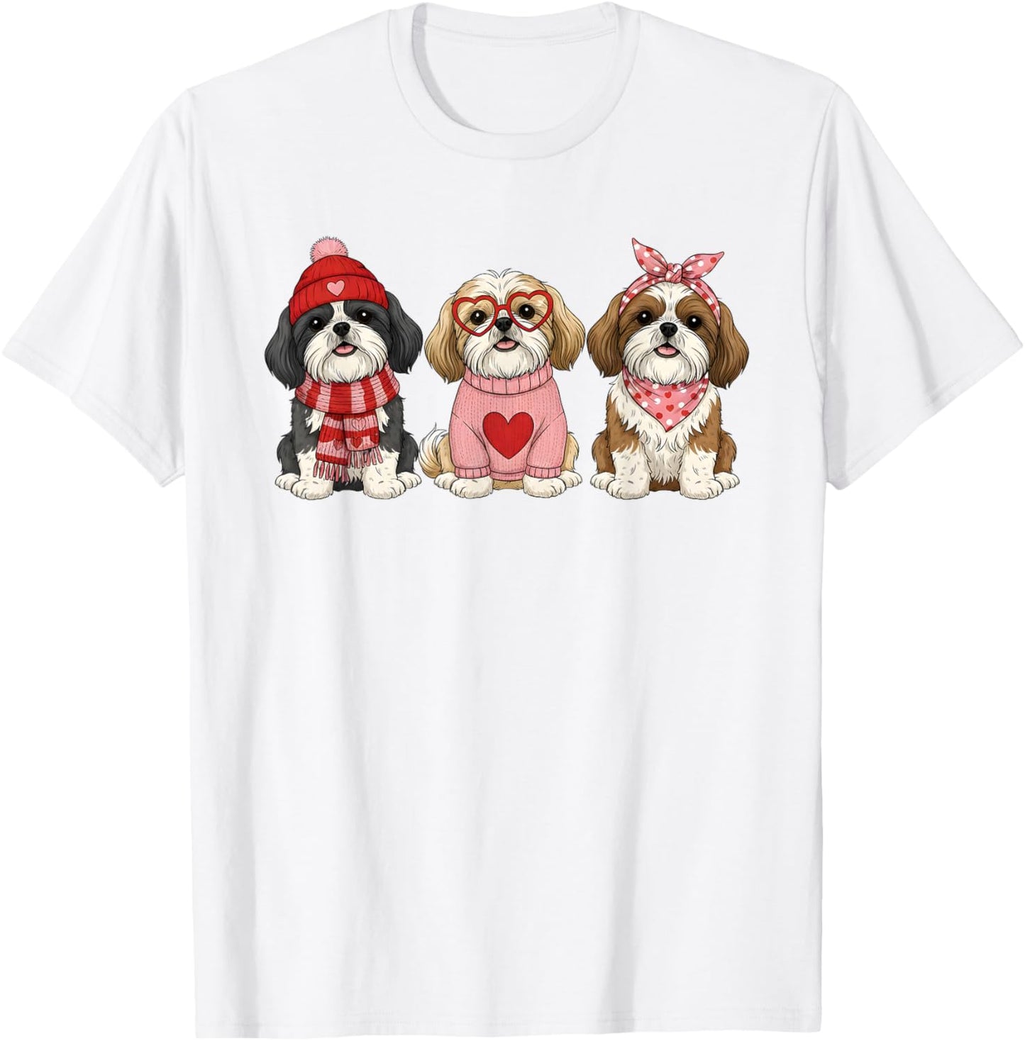 Cute Shih Tzu Valentine Dog T-Shirt - T-Shirt | White
