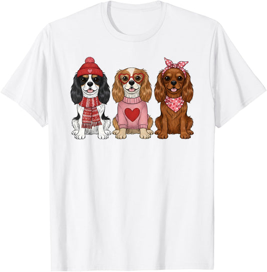 Cute Cavalier King Charles Spaniel Valentine Dog T-Shirt - T-Shirt | White