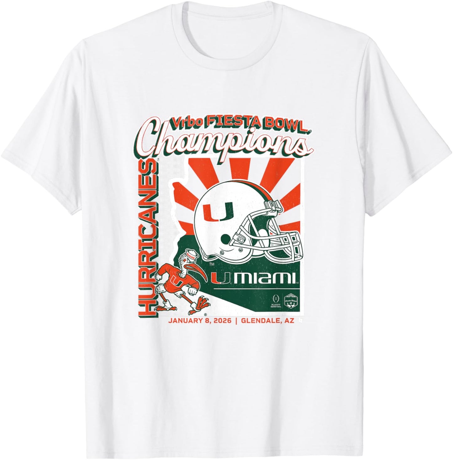 Miami Football: CFP Fiesta Bowl Champions T-Shirt - T-Shirt | White