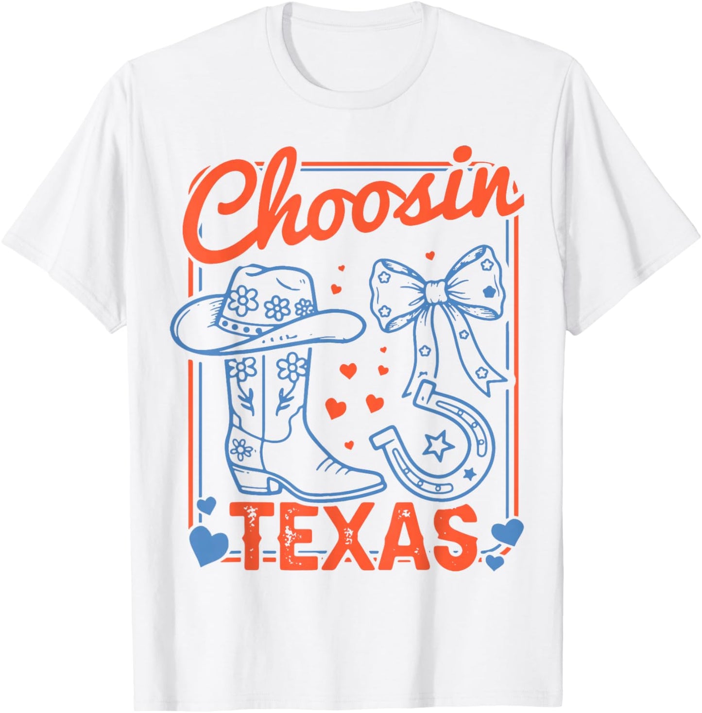 Choosin Texas , Western Cowgirl Boot Bow T-Shirt - T-Shirt | White