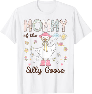 Mommy of The Silly Goose First Birthday Girl Family T-Shirt - T-Shirt | White