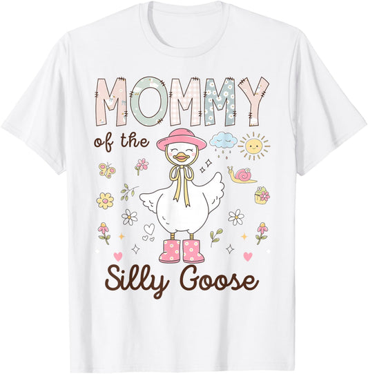 Mommy of The Silly Goose First Birthday Girl Family T-Shirt - T-Shirt | White