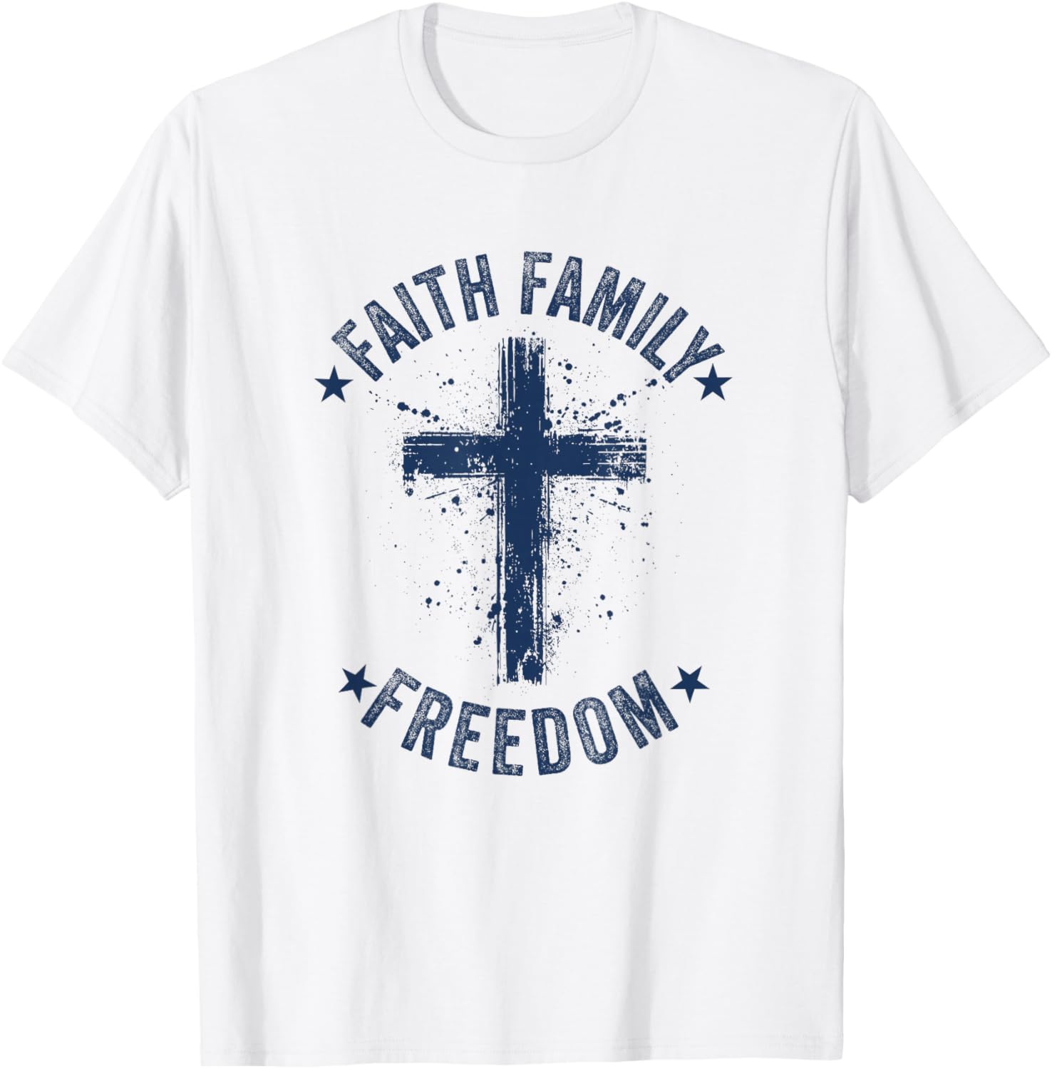 Faith Family Freedom American Flag Patriot USA Christian T-Shirt - T-Shirt | White
