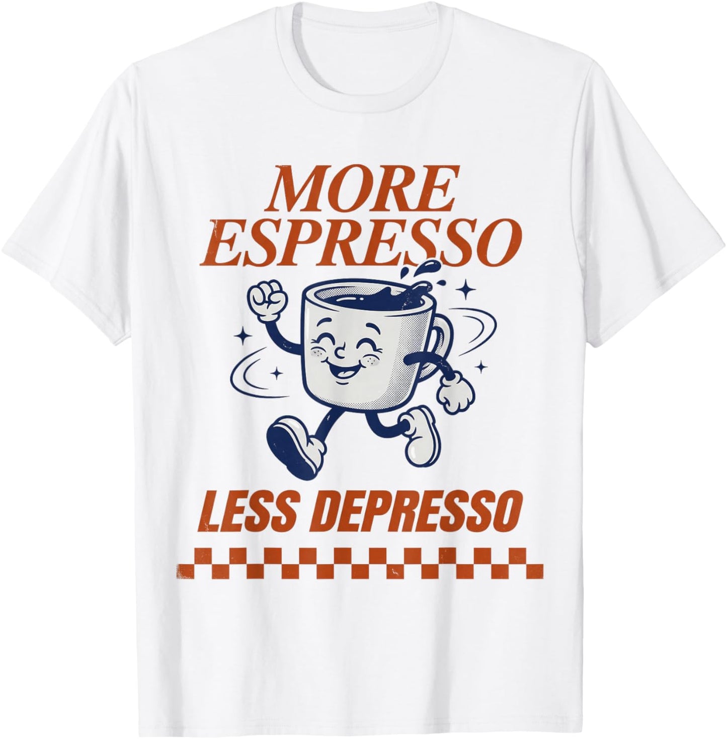 Groovy Vintage More Espresso Less Depresso Funny Coffee T-Shirt - T-Shirt | White