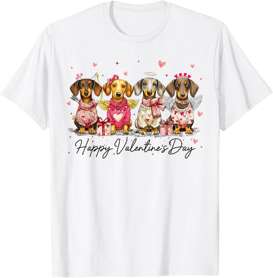 Happy Valentine's Day Dachshund is My Valentine Dog Lover T-Shirt - T-Shirt | White