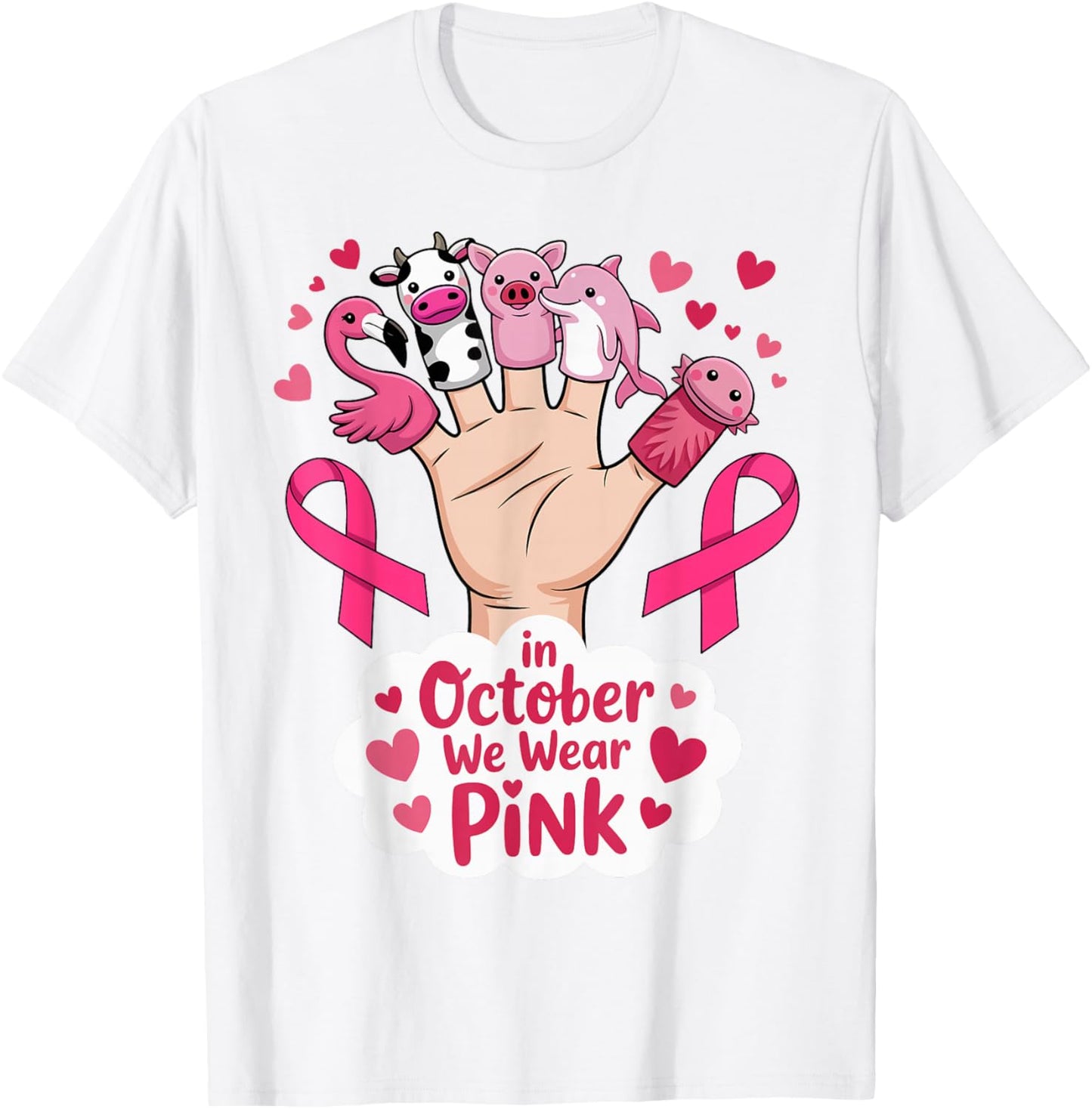 in October We Wear Pink Breast Cancer Awareness Month Kids T-Shirt - T-Shirt | White