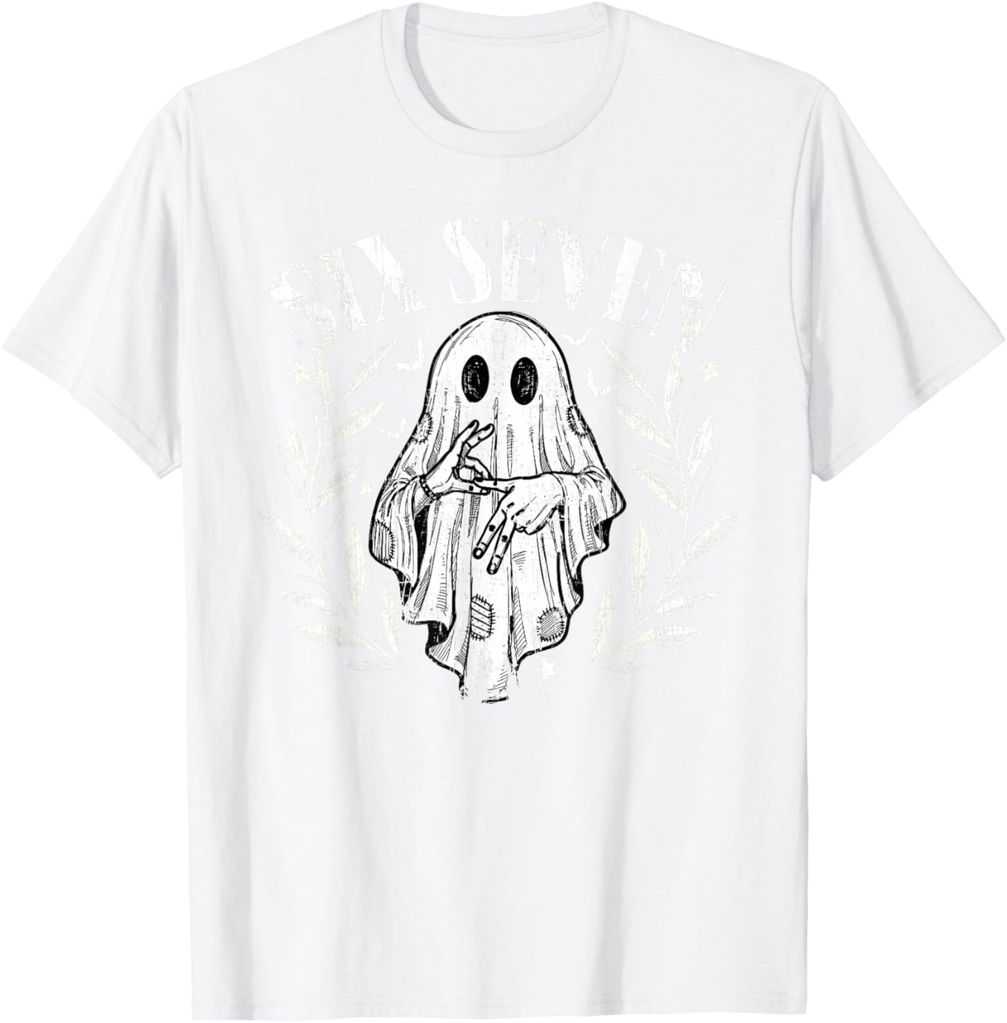 Fun Six Seven Meme 6 7 Halloween Ghost Costume T-Shirt - T-Shirt | White