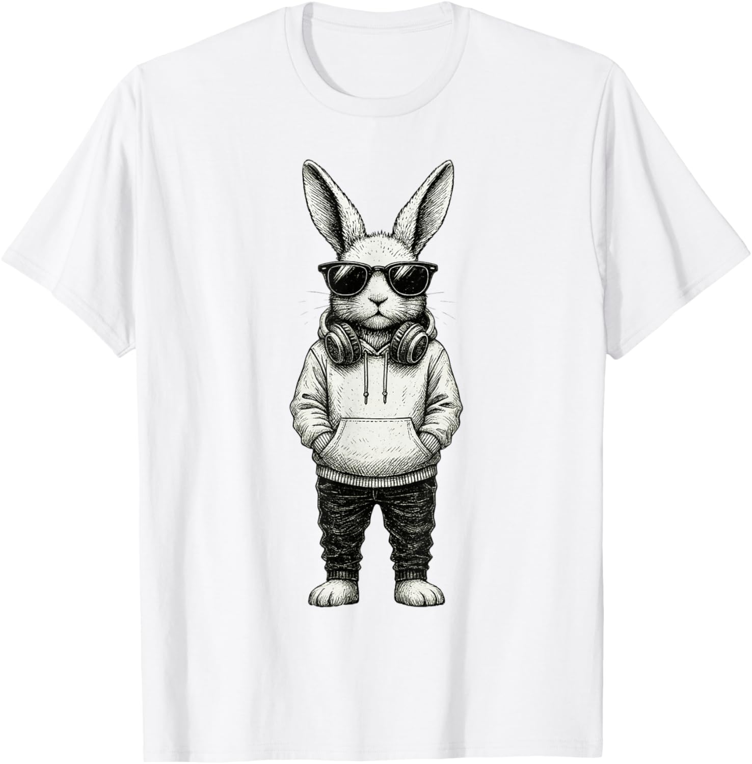 Bunny Easter Sunglasses Easter Day Rabbit Men Boys Kids T-Shirt - T-Shirt | White