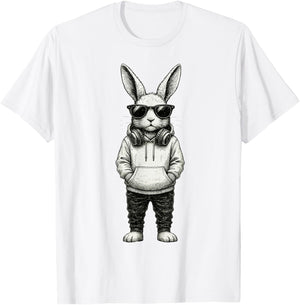 Bunny Easter Sunglasses Easter Day Rabbit Men Boys Kids T-Shirt - T-Shirt | White