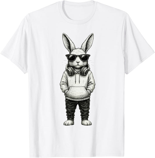 Bunny Easter Sunglasses Easter Day Rabbit Men Boys Kids T-Shirt - T-Shirt | White