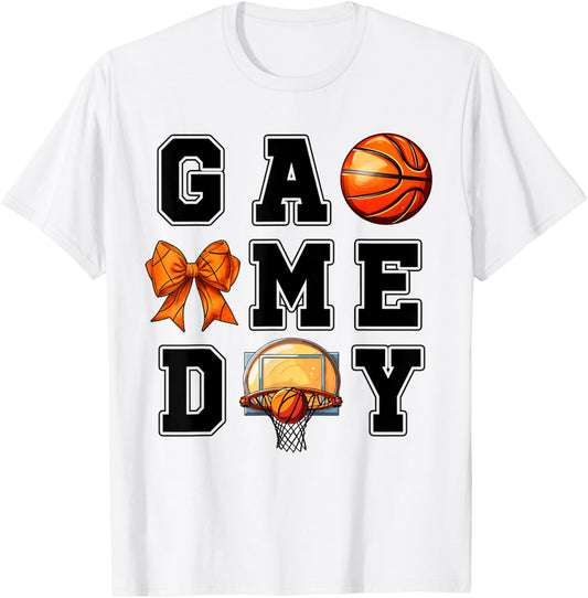 Basketball Game Day Shirts for Youth Boy Girl Mom Women Fans T-Shirt - T-Shirt | White