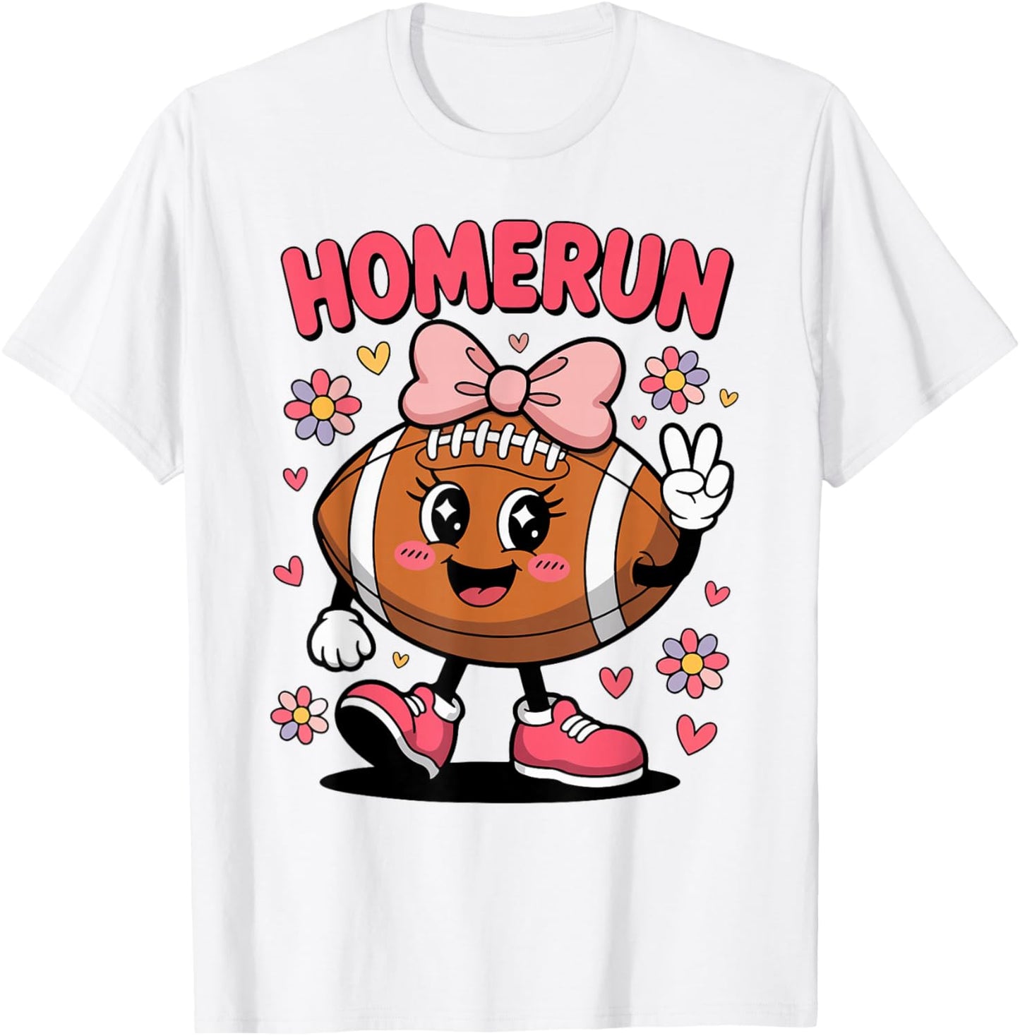 Youth Homerun Football Coquette Bow Football Sister Toddler T-Shirt - T-Shirt | White