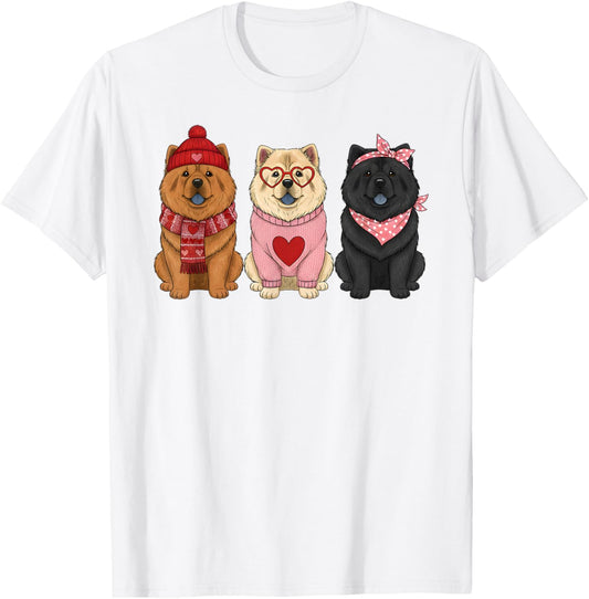 Cute Chow Chow Valentine Dog T-Shirt - T-Shirt | White