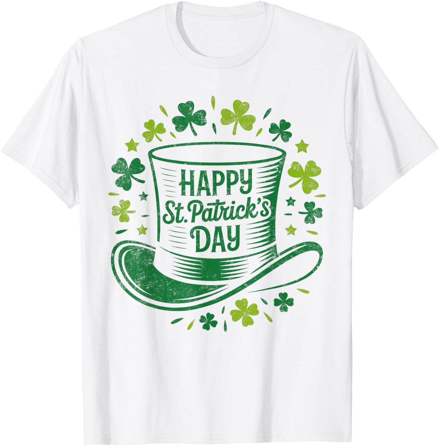 Vintage Happy St Patricks Day T-Shirt - T-Shirt | White
