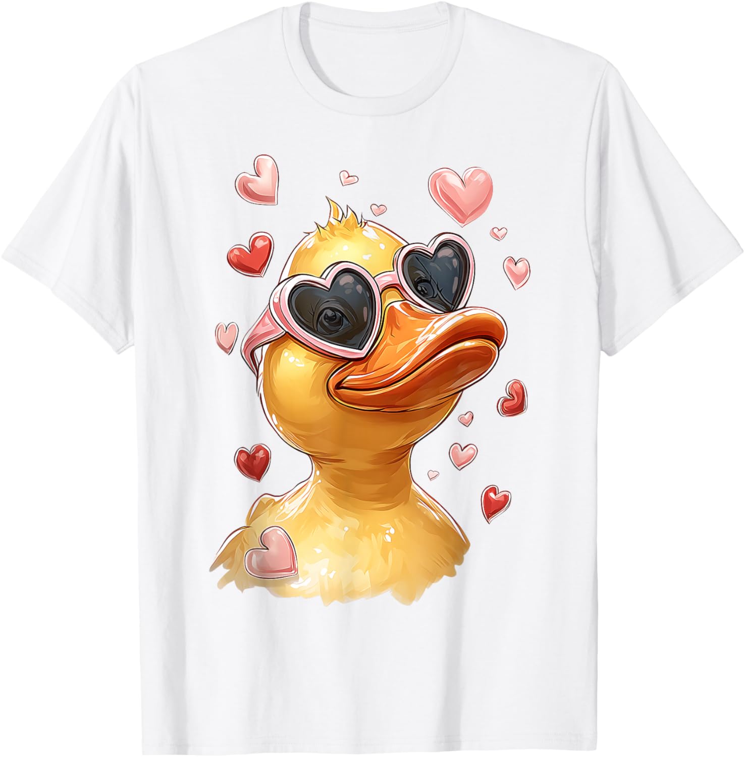 Rubber Duck Yellow Duckie Valentine's Day Heart Sunglasses T-Shirt - T-Shirt | White