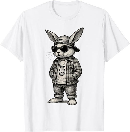 Cool Easter Bunny with Sunglasses for Boys Teens Men Boys T-Shirt - T-Shirt | White