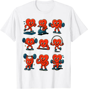 Heart Fitness Collection Gym Workout Weightlifting Valentine T-Shirt - T-Shirt | White