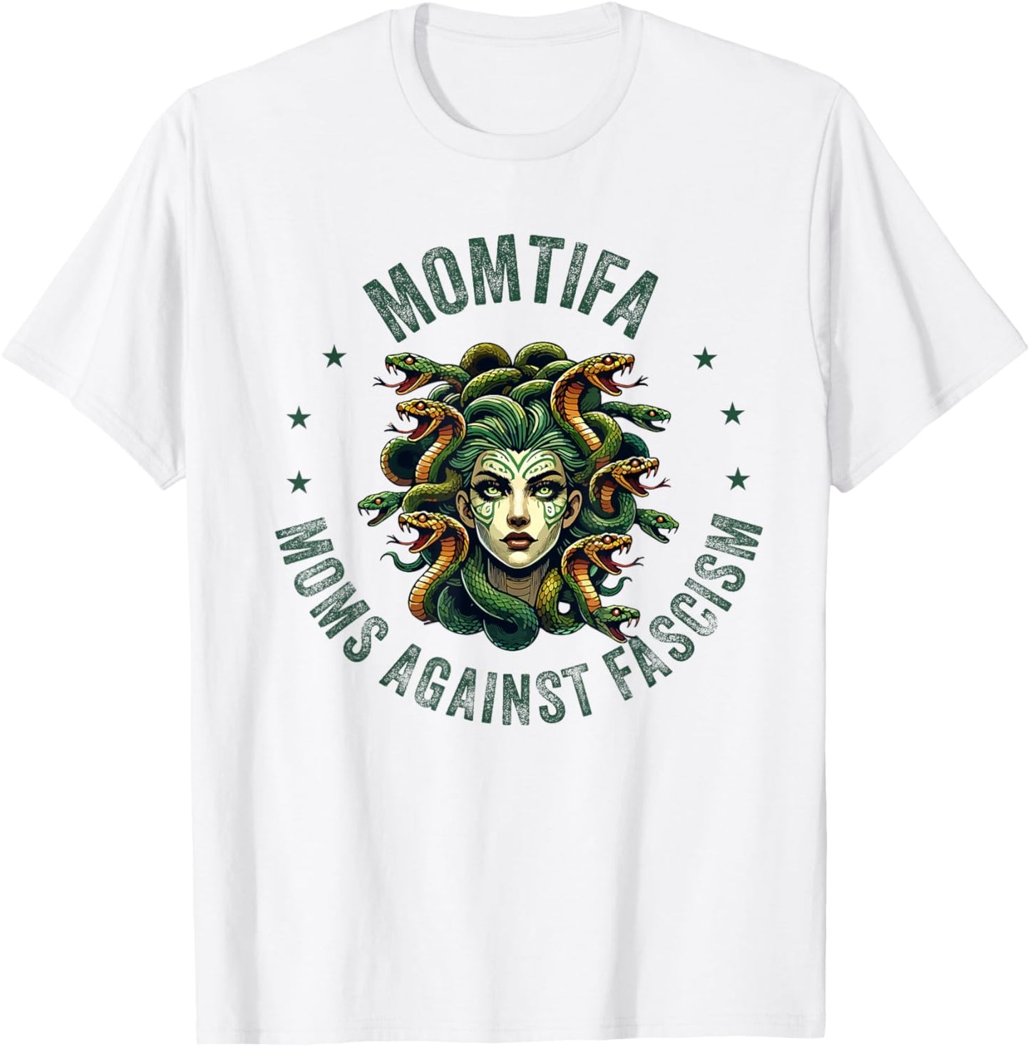 Momtifa Moms Against Fascism Protest Medusa Feminist Mother T-Shirt - T-Shirt | White