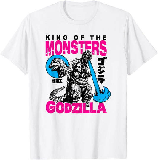 Godzilla King of The Monsters Bright Color Collage Movie T-Shirt - T-Shirt | White
