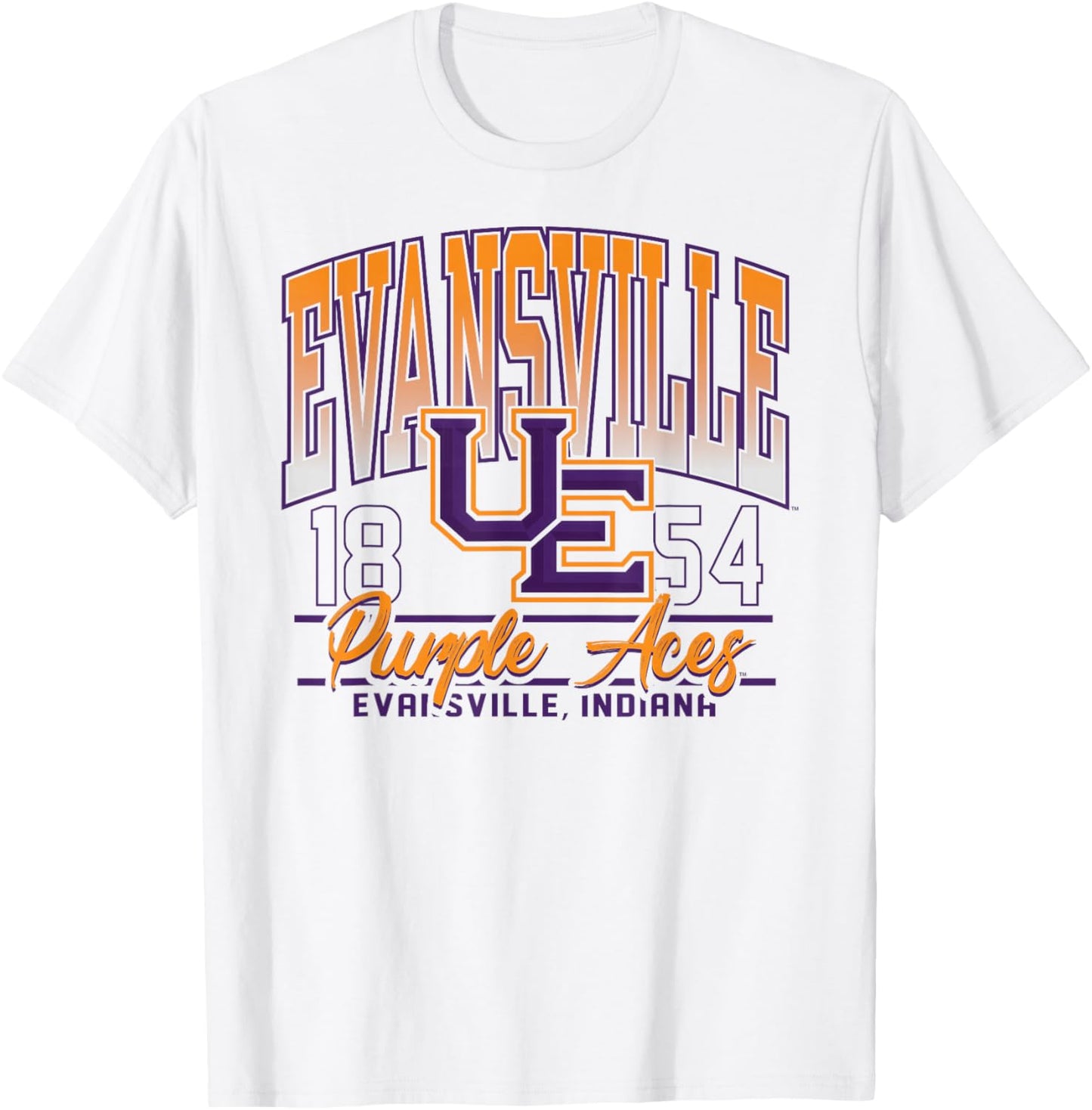 Evansville Purple Aces Kicking It White Officially Licensed T-Shirt - T-Shirt | White