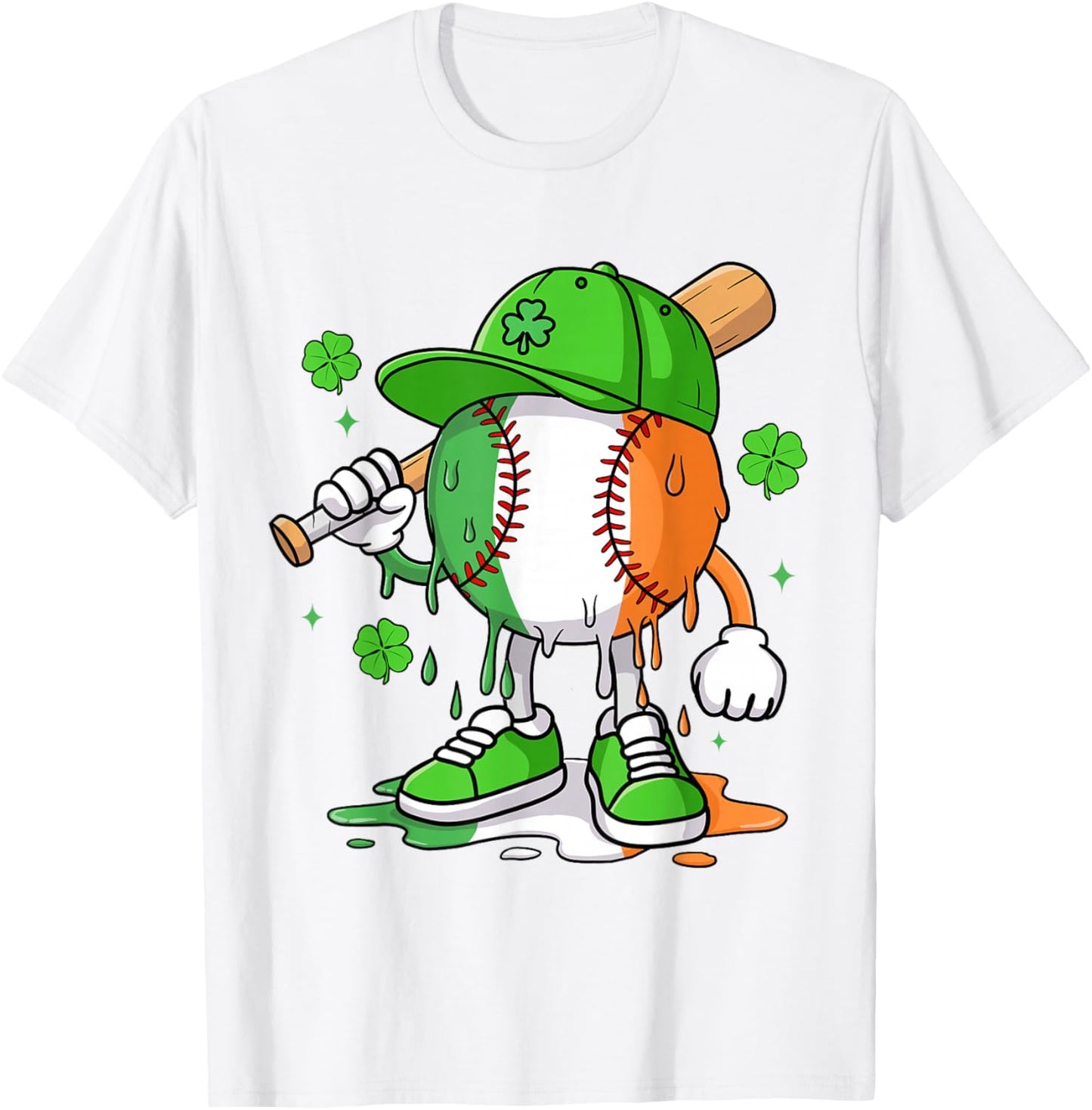 Boys St Patricks Day Irish Flag Kids Baseball Ice Cream Drip T-Shirt - T-Shirt | White
