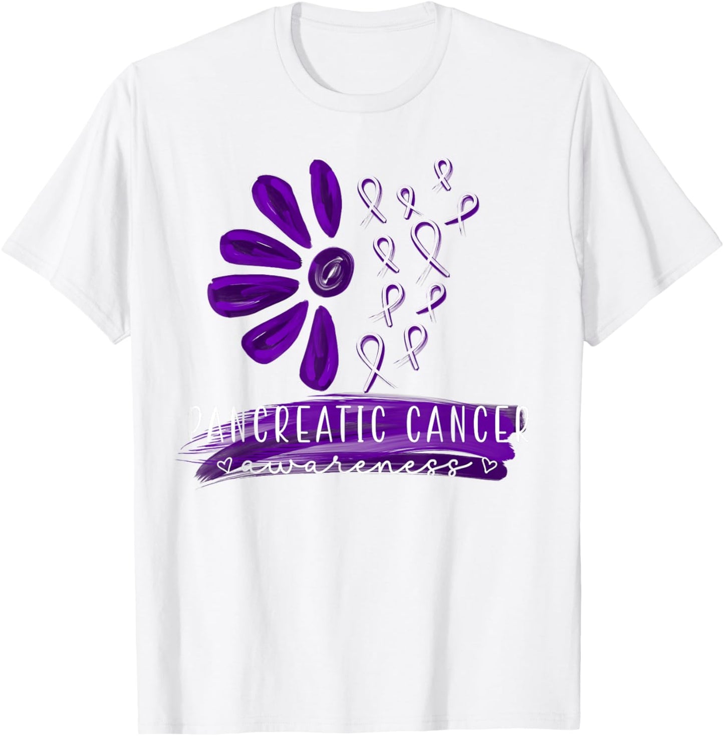 Pancreatic Cancer Awareness Support Purple Flower Petals T-Shirt - T-Shirt | White