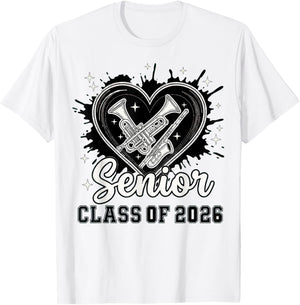 Senior Class of 2026 Concert Band Musician Graduation Heart T-Shirt - T-Shirt | White