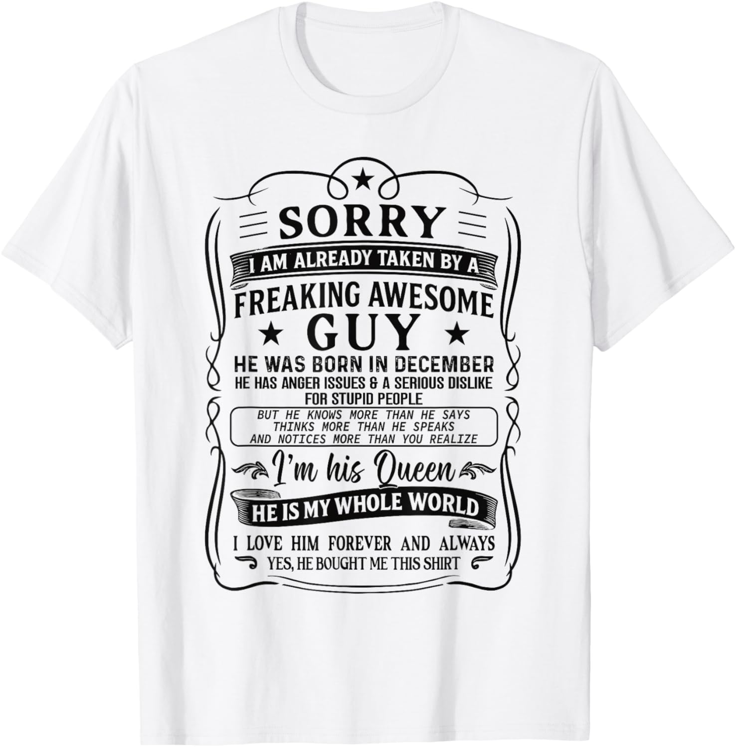 I Am Already Taken by Freaking Awesome Guy Born in December T-Shirt - T-Shirt | White
