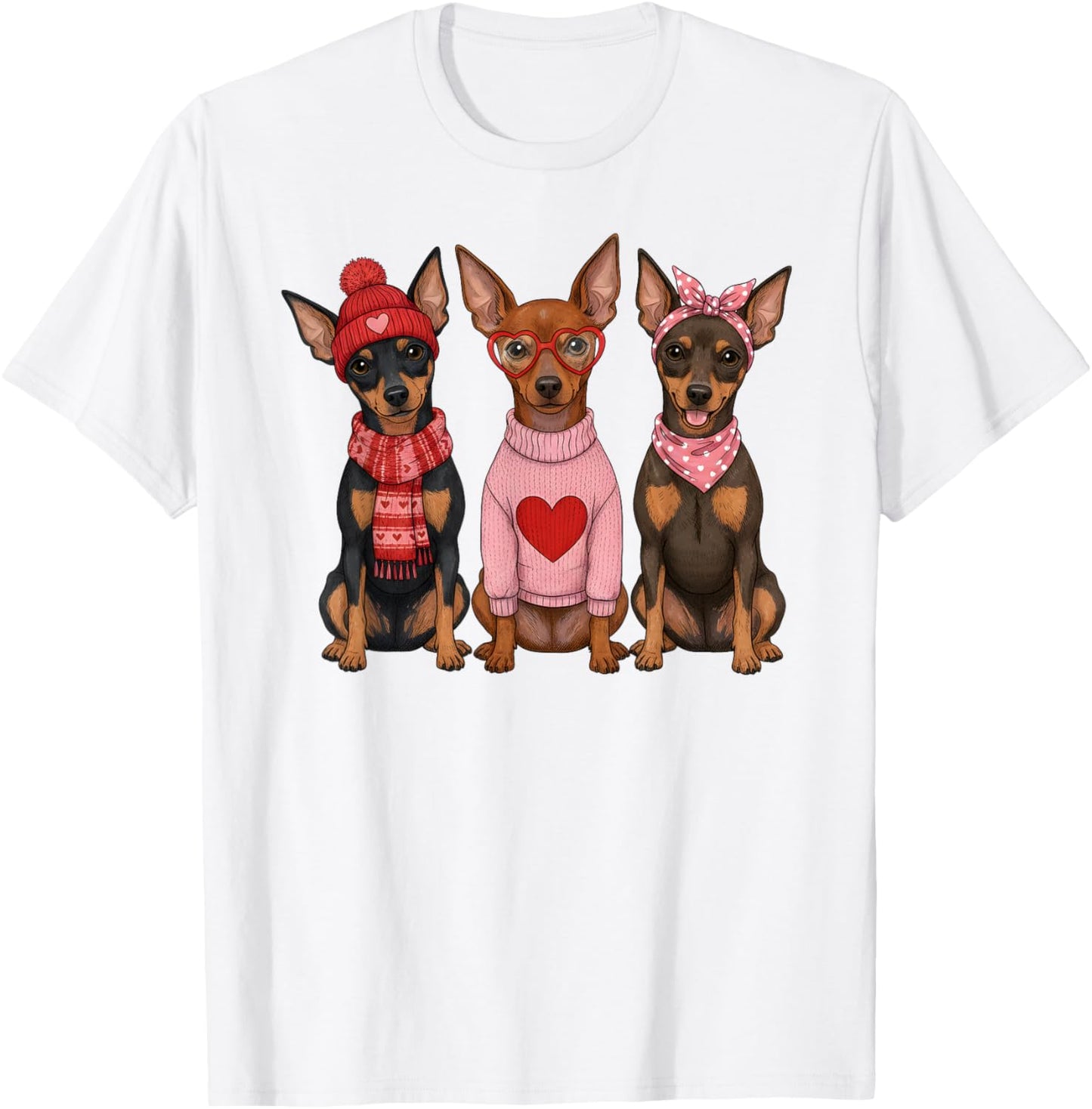 Cute Miniature Pinscher Valentine Min Pin Dog T-Shirt - T-Shirt | White