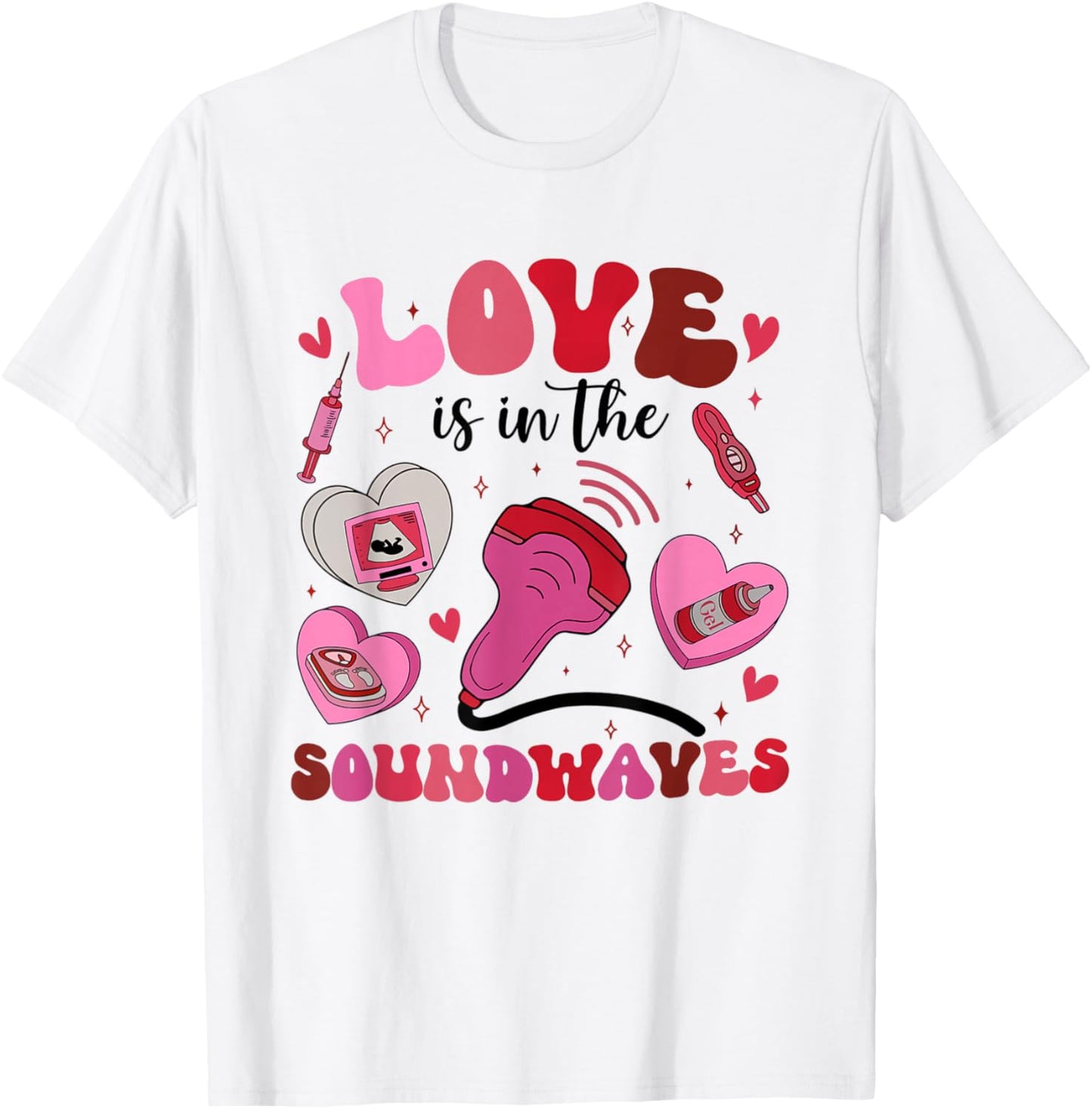 Retro Ultrasound Technologist Valentine Sonographer RDMS T-Shirt - T-Shirt | White